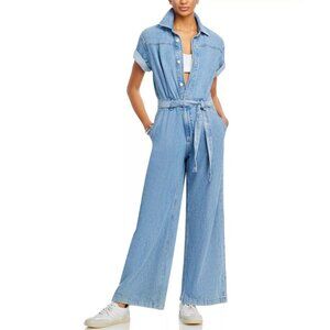 338$ Rag & Bone Ultra Featherweight Chambray Wide Leg Jumpsuit Size S Blue